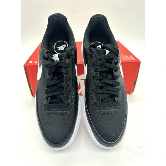 Nike Court Vision Alta Woman's size 11 Black leather / White Shoes DM0113 001 - Picture 4 of 6